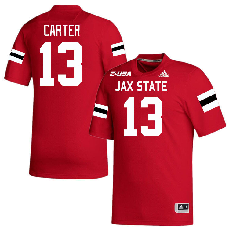 #13 Derek Carter Jacksonville State Gamecocks College Football Jerseys Stitched-Red